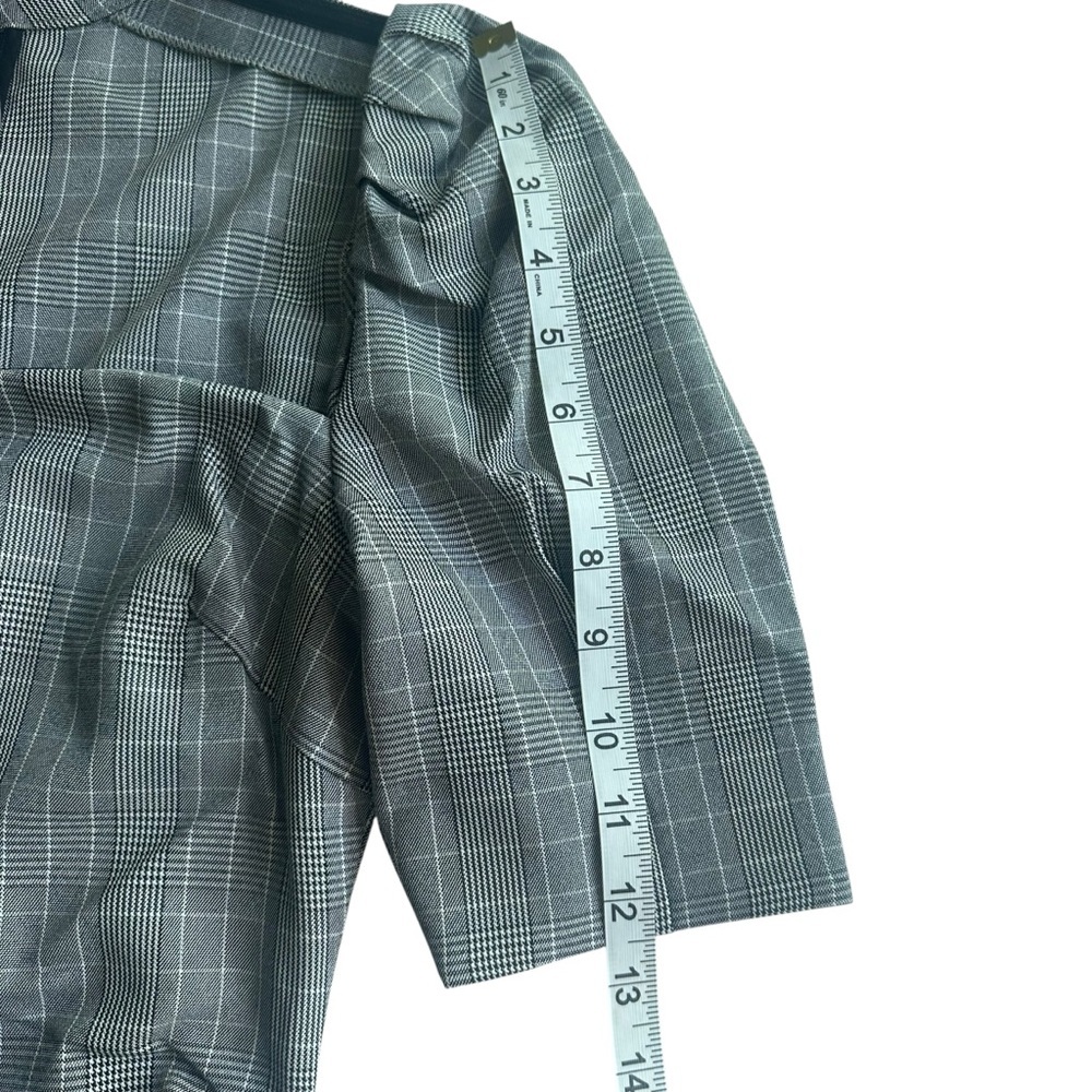 Choosy Gray Plaid Puff Sleeve Crop Top w/ Choker Detail Size 0 NWT - Picture 6 of 7